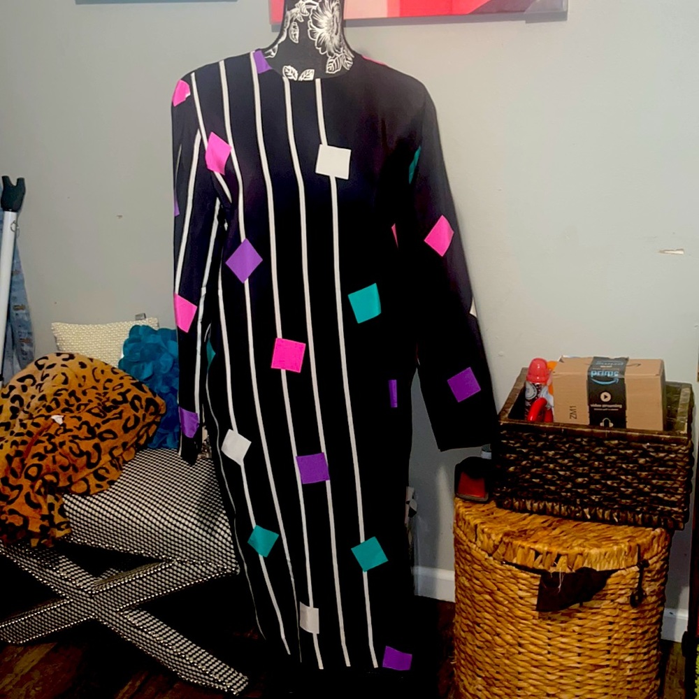 Vintage 80s WOW  Anne Crimmins Umi Collections Silk Dress